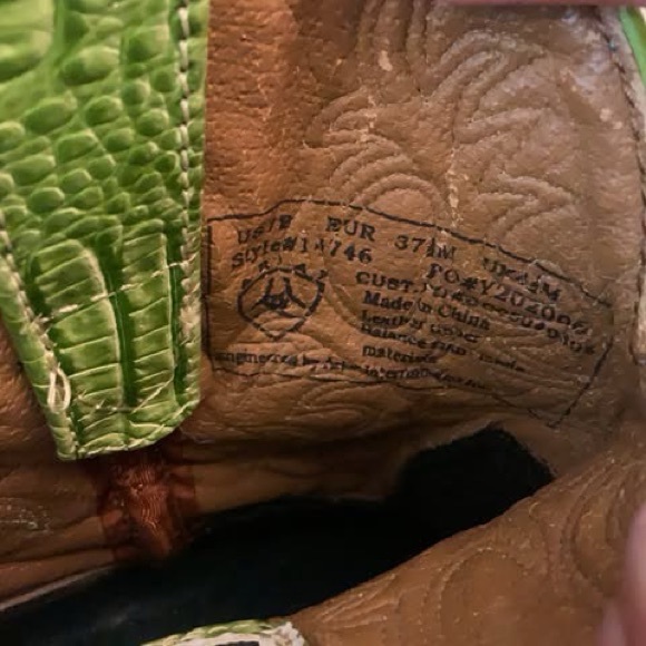 ARIAT Fatbaby Lime Green Faux Snakeskin Blue Leather Upper Boots Size U.S. 7 GC - Picture 7 of 8